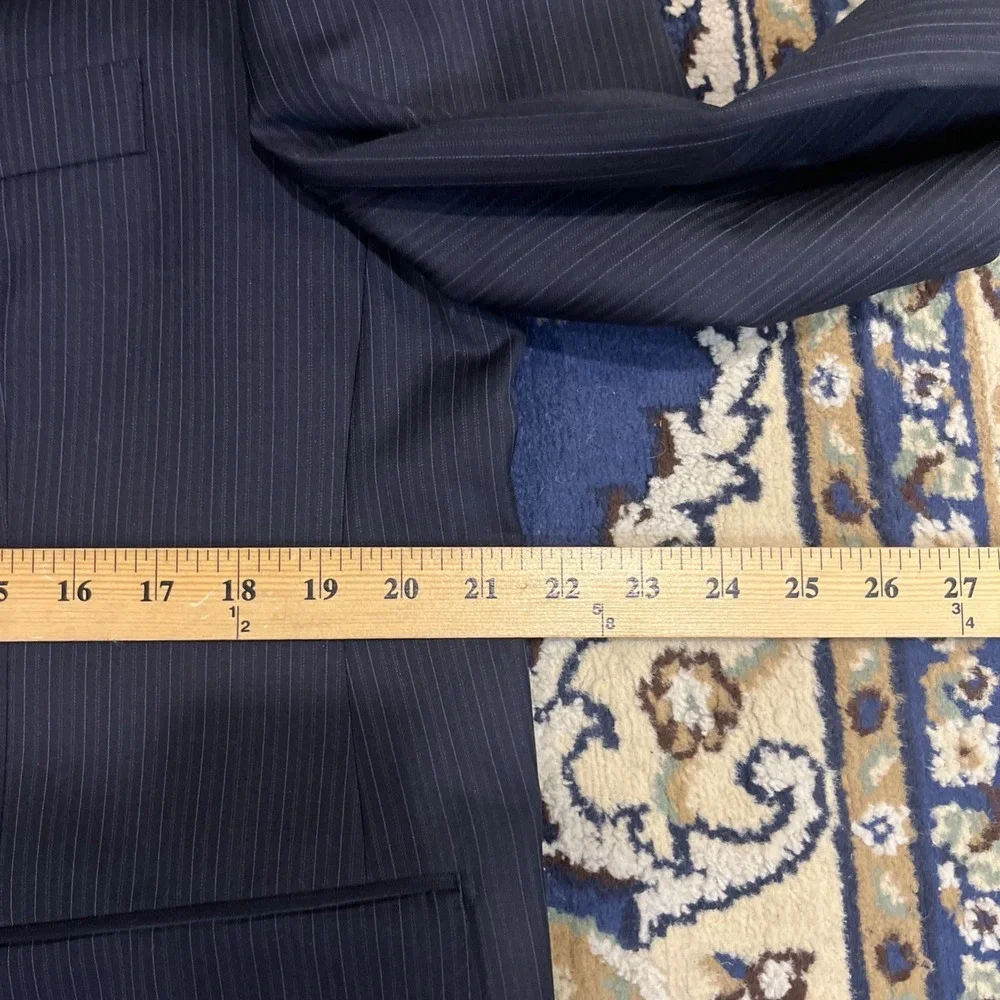 Lauren Ralph Lauren Polo Navy Blue Pinstripe Wool Suit Size‎ 44S